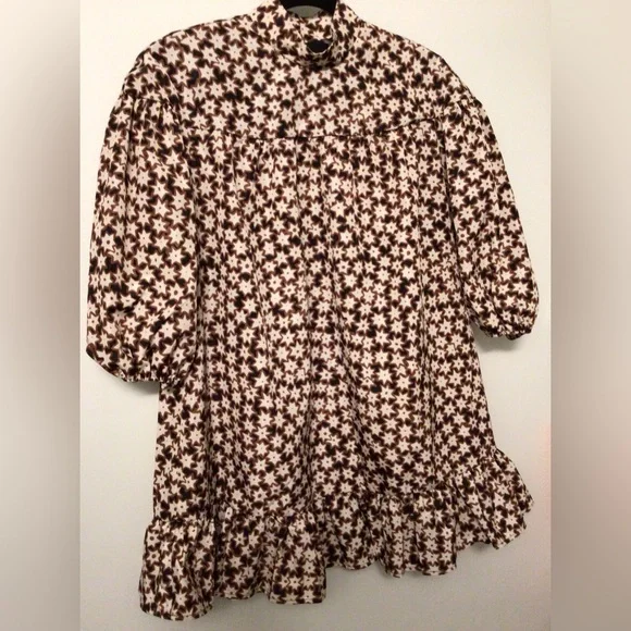 NWT Anthropologie Long-Sleeve Mock Neck Swing Mini Dress - Picture 2 of 8